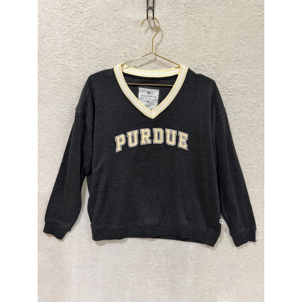 Purdue‎ Boilermakers Womens V Neck T Shirt Black Gold Gray Size Medium Colosseum